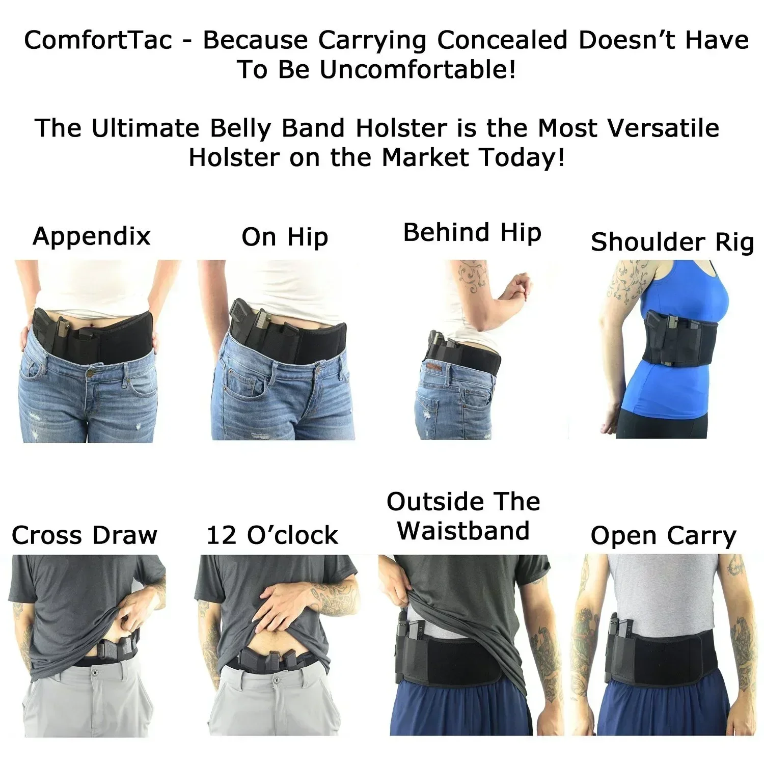 Tactical Belly Gun Holster Belt Concealed Carry Waist Band Pistol Holder Magazine Bag Invisible Waistband Holster