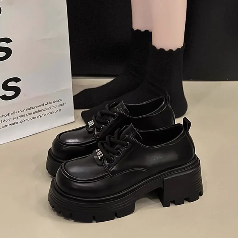 

Британские лоферы Мэри Джейн на толстой подошве, весна-осень, новая модель, повседневные удобные модные туфли без каблука