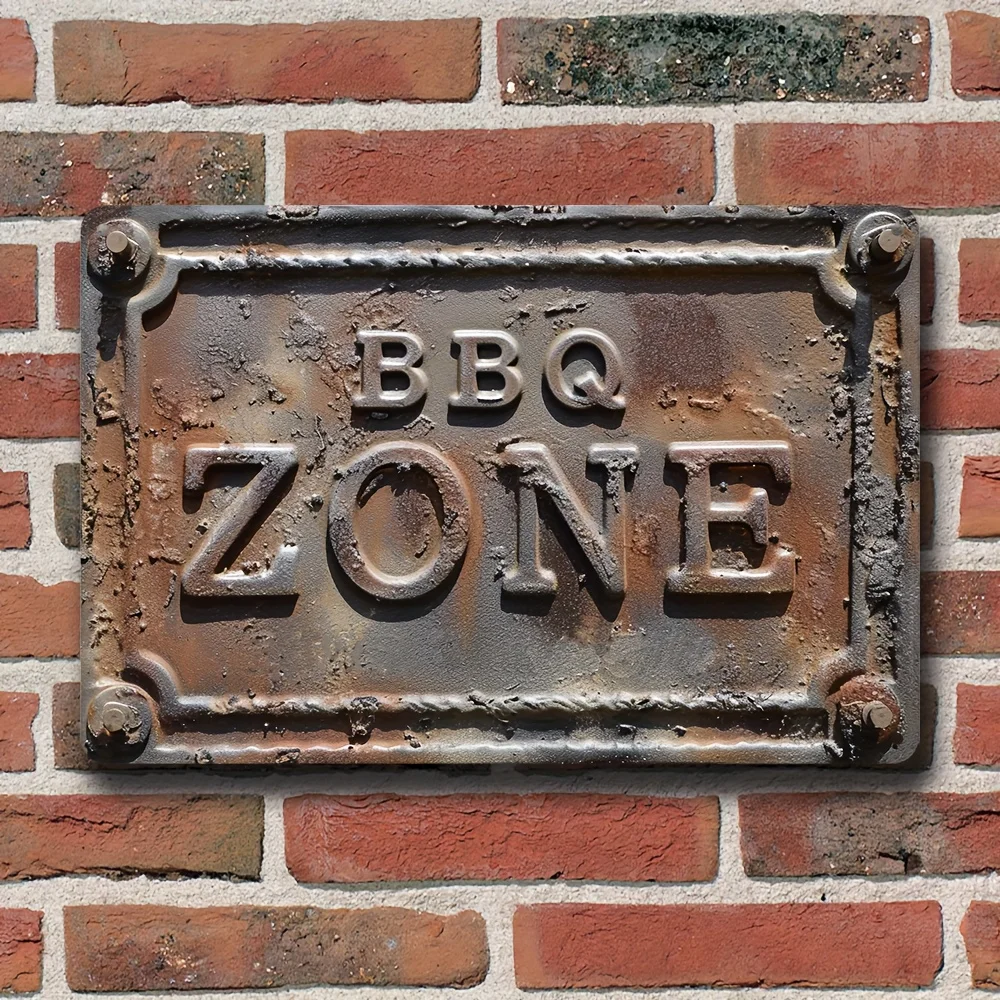 

Retro Sign, BBQ Zone Tin Sign, Wall Art Decor, Vintage Garage Wall Decor, Restaurant Decoration, Cafe Bar Wall Decor Plaque