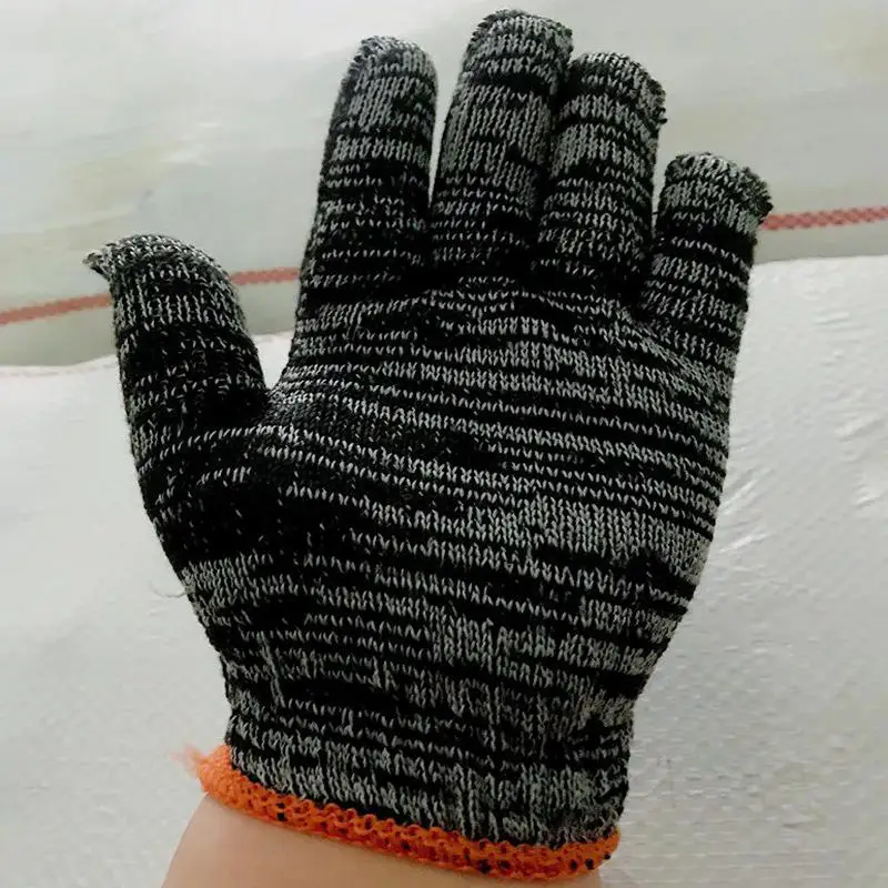 24 Pcs Protective Gloves Cotton Thread Gloves Work Thick Nylon Black Yarn Wear Resistant Cotton Thread Gloves