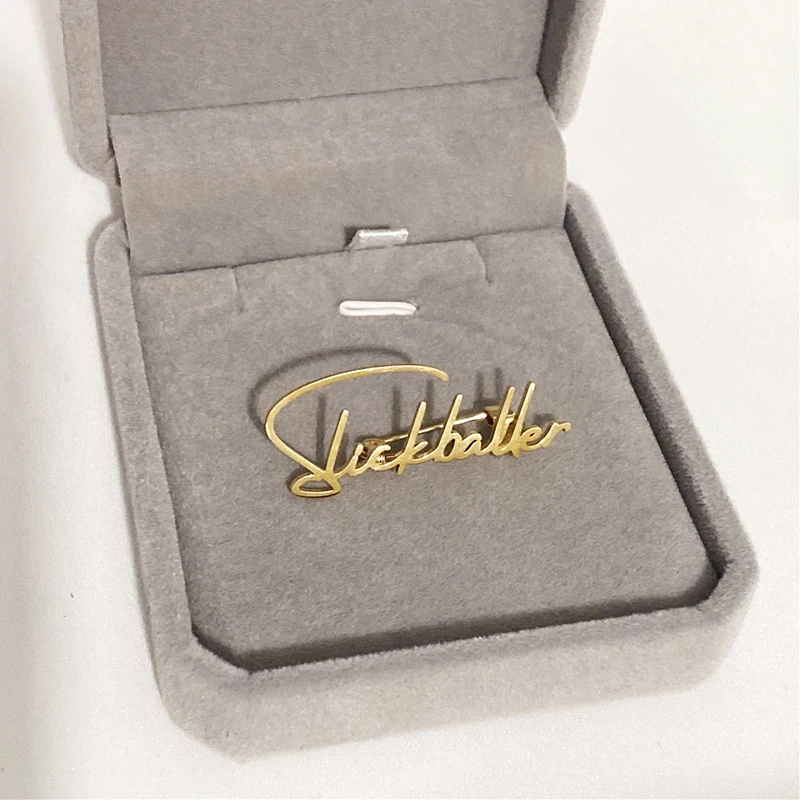 

Customized Name Brooch Pin Stainless Steel Chain Initials Nameplate Badge Personalized Jewelry Lapel Pins for Men And Women