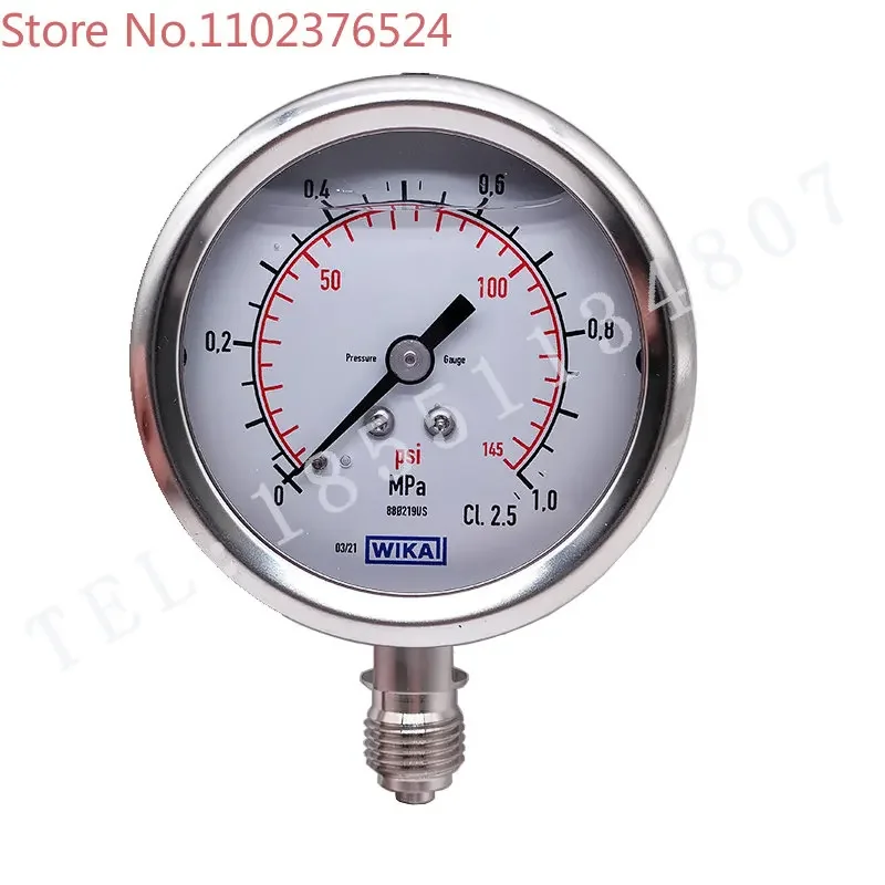 Pressure gauge PGE23.063 0~1Mpa G1/4 all stainless steel shock-resistant pressure gauge