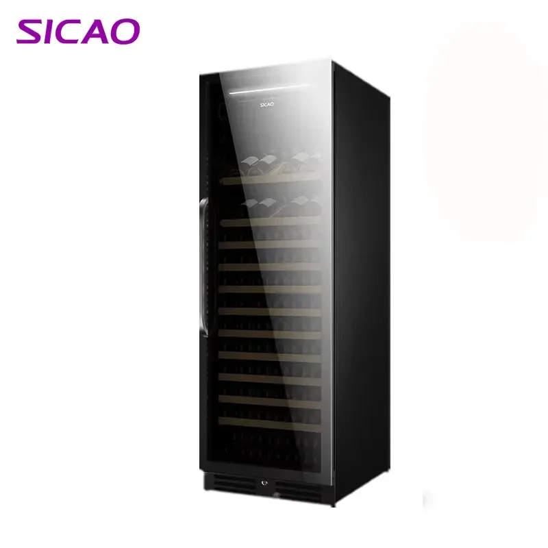 Dual Zone Wine Fridge Electric Mirror Glass Door Stainless Steel Built In Cooler For Home Hotel Bar Dual Temperature Control