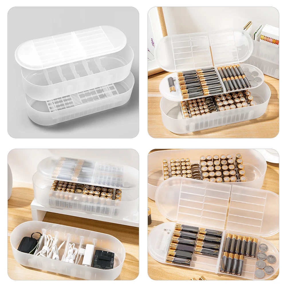 

Storage Box Clear Plastic Divided Organizer Case For Aa Aaa Batteries Holder With Power Detection Household