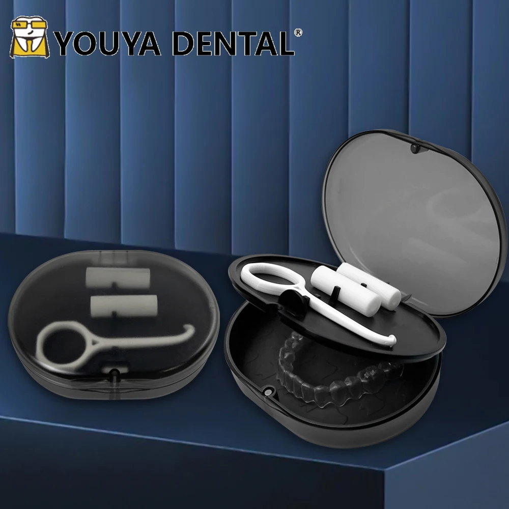 2 layers Dental Retainer Orthodontic Mouth Guard Denture Storage Case Box With Mirror Plastic Oral Hygiene Supplies Organizer