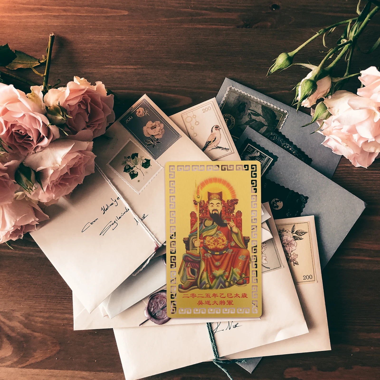 

4pcs Taishui Gold Card Chinese Amulet For Blessing Protection Charm Auspicious Fortune Feng Shui Ornament