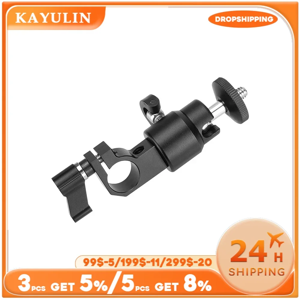 Kayulin 15mm Rod Clamp with Mini Ball Head For Rod-based Accessories For DSLR Camera Rig Photo Studio