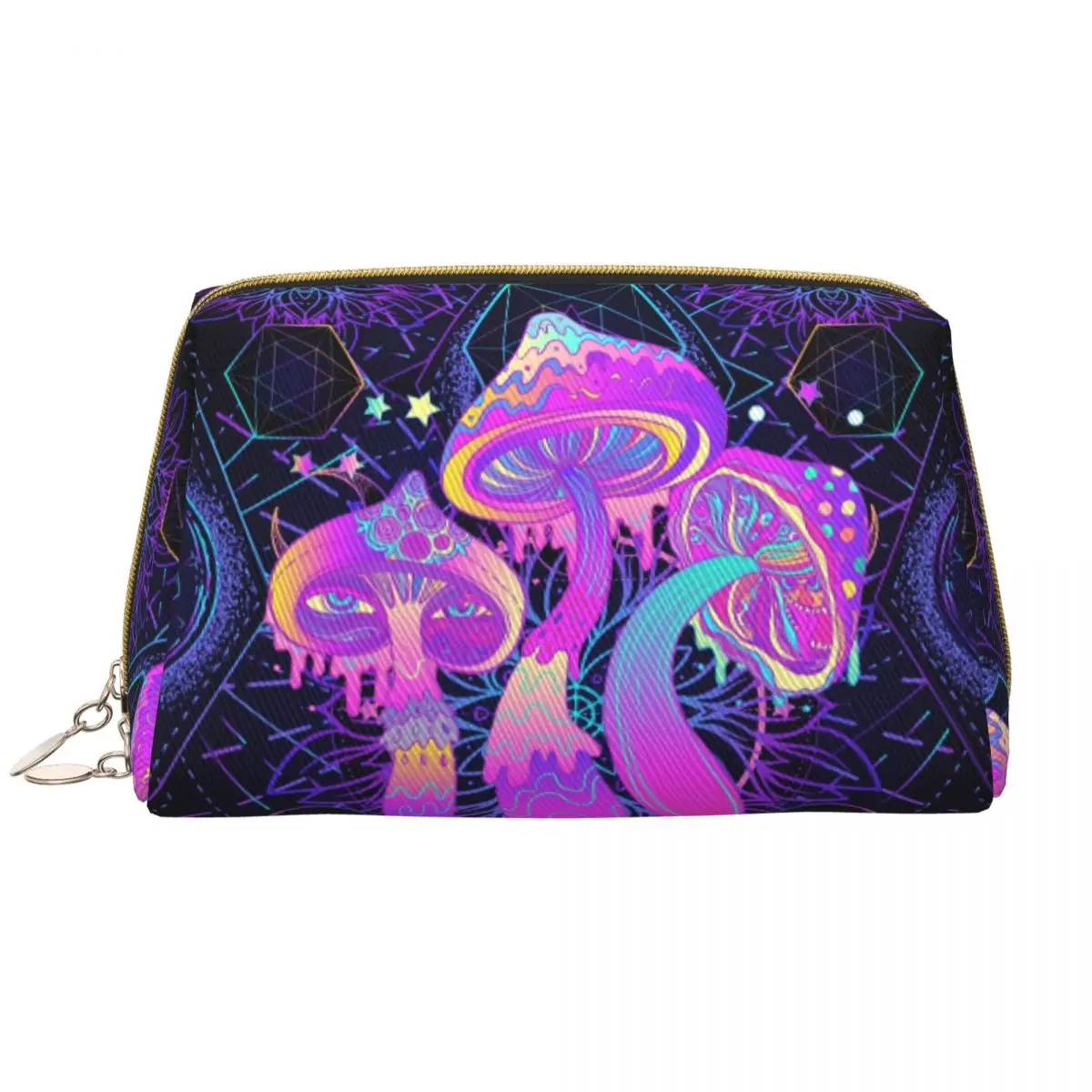 Kawaii Magic Mushroom Trippy Psychedelic Neon Pastel Goth Travel Toiletry Bag Women Makeup Cosmetic Bag Beauty Storage Dopp Kit