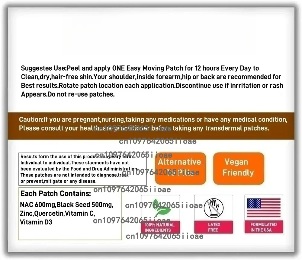 L-Tyrosine Transdermal Patches for Brain Health Focus & Energy Boost Support 30 Patches