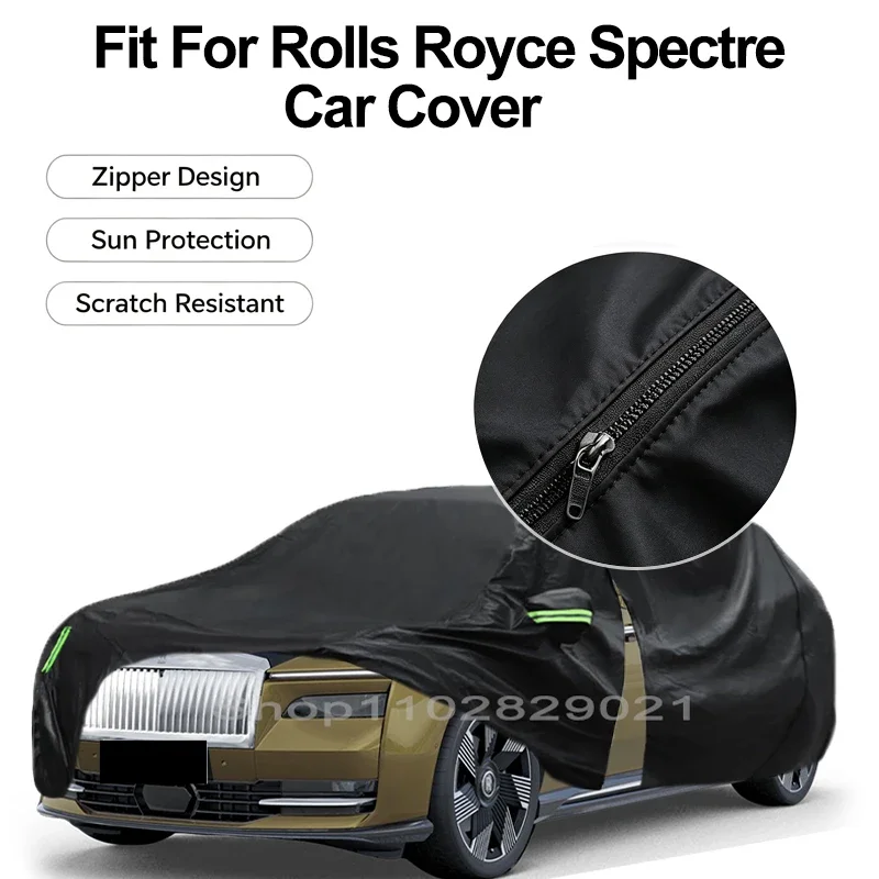 Zipper Door Waterproof Car Cover For Rolls Royce Spectre Windproof Dustproof UV Protection All Weather Auto Protector