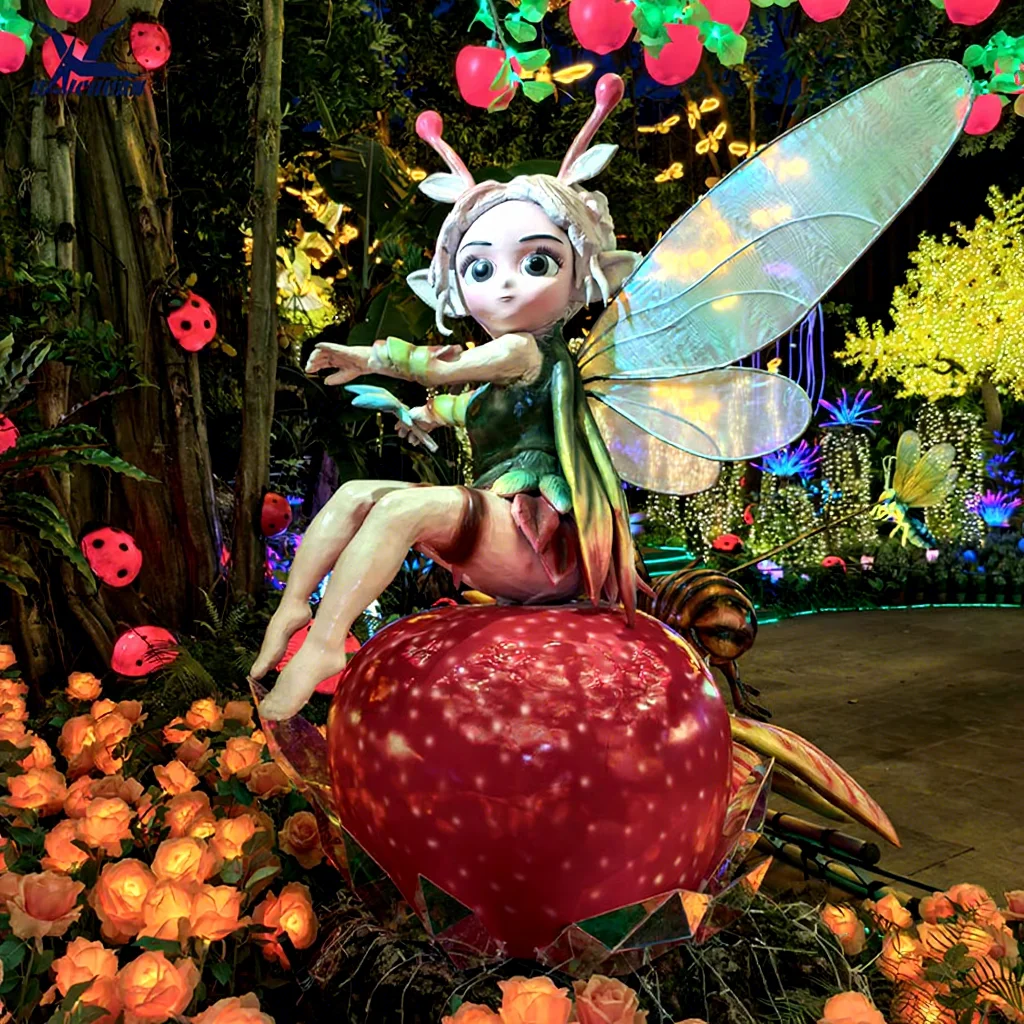 Amazing Metal Animatronic Fairy of Flowers Statue for Fantasy Park Shopping Mall & Public Spaces