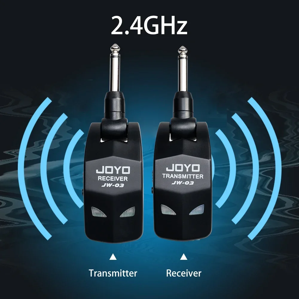 JOYO JW-03 2.4GHz Wireless Transmitter Receiver Portable 4 Channels Wireless Guitar System for Electric Guitar Bass Amplifier