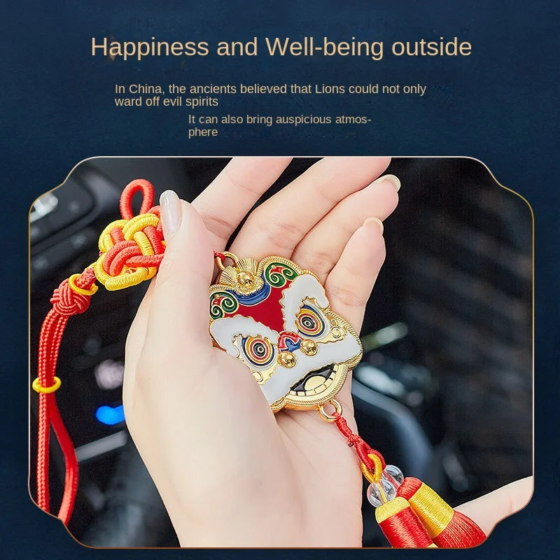 Car interior decoration lion dance car pendant car interior decoration Chinese style lion head safety talisman high-grade car pe