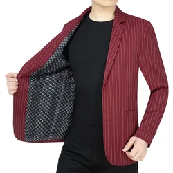 New Summer Men Mesh Thin Striped Business Blazers Jackets Casual Suits Coats Quality Male Slim Fit Blazers Suits Coats Clothing