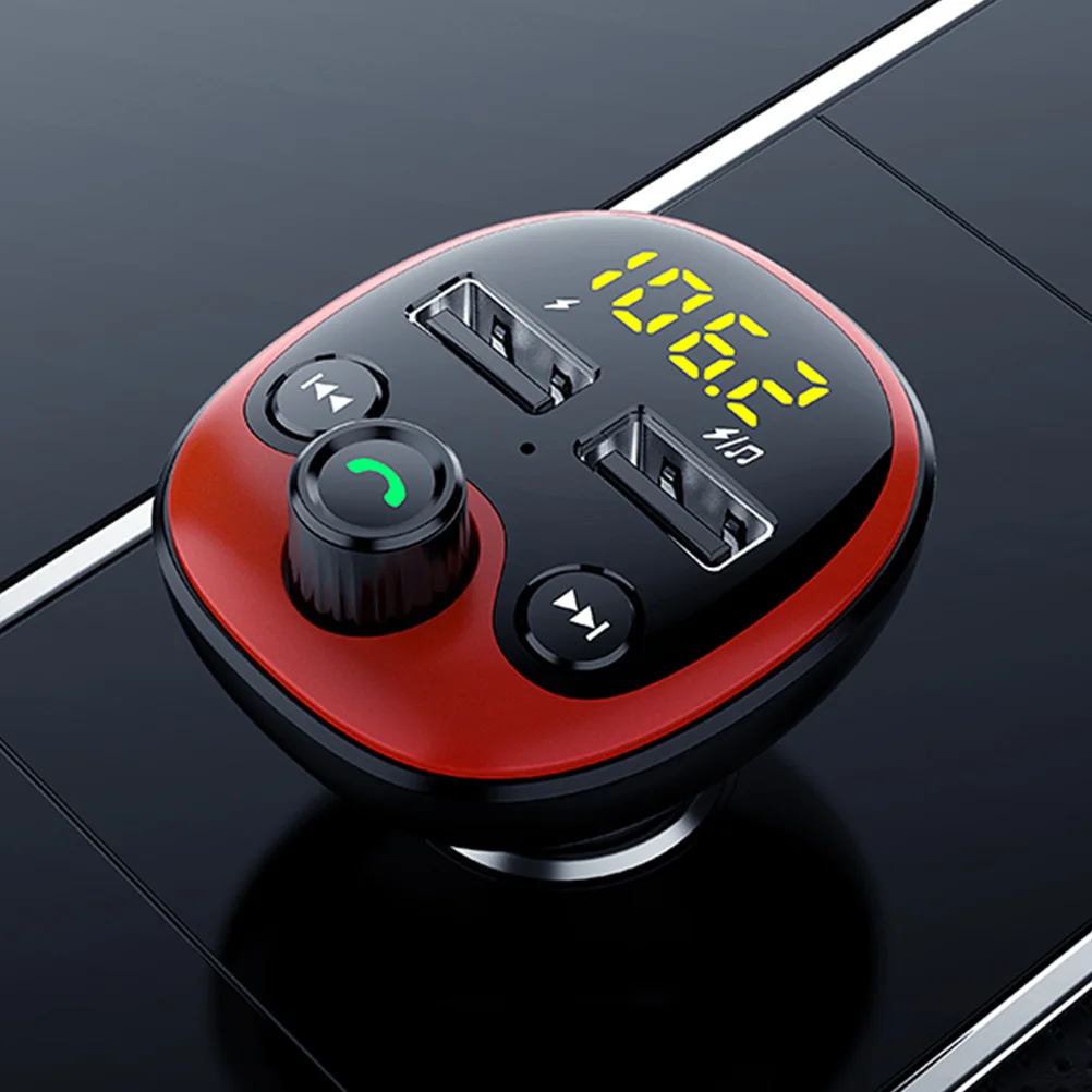 

Car Dual USB Mp3 Fm Transmitter Red Support U Disk Lossless Music Noise Cancellation LCD Display Car USB