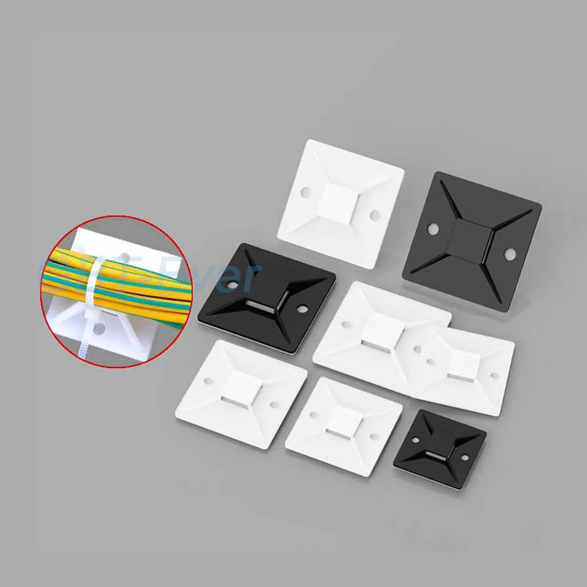 

5/10/20/50Pcs Cable Tie Mount Self Adhesive Cable Tie Base Black/White Zip Tie Car Cable Wire Removable Wall Holder Mount Clip