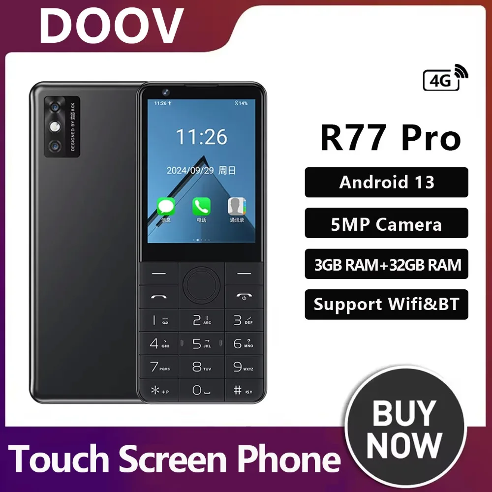 DOOV R77 Pro Touchscreen 4G Mobiltelefon Google 2,8“ Bildschirm 3GB+32GB Android13 5MP WhatsApp Mehrsprachige Tastatur Handy