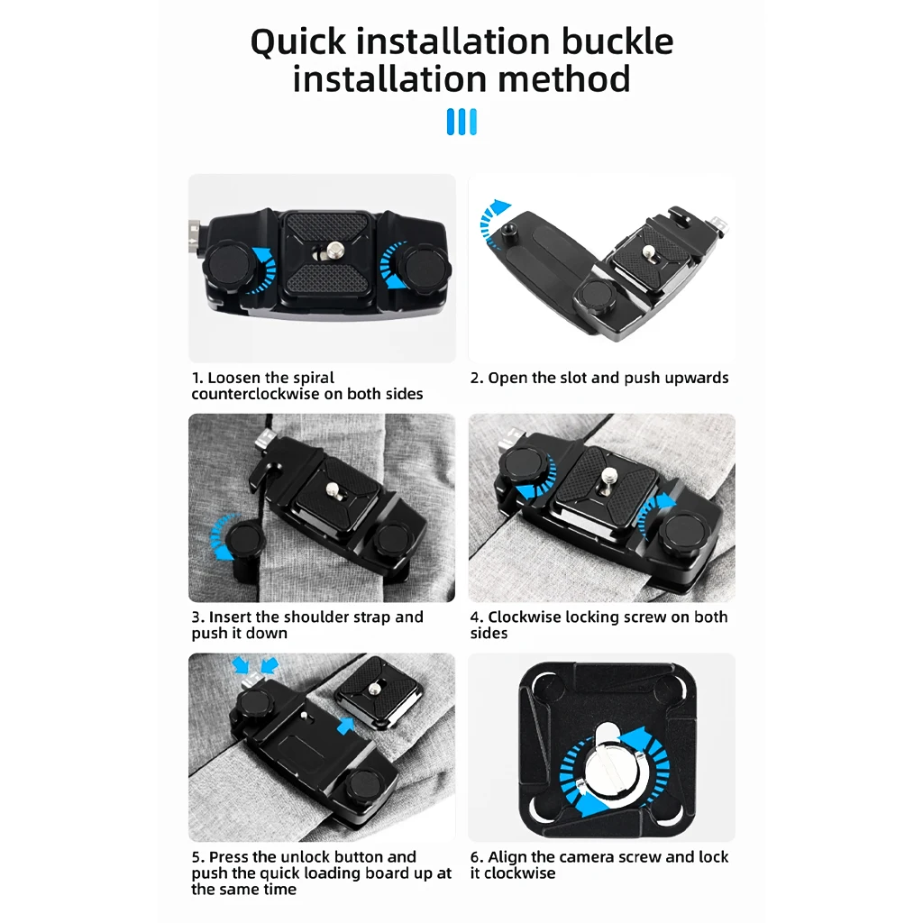 Rucksack Kamera Clip Halterung Strap Clamp Universal Quick Release Platte Für Sony Nikon Canon DSLR Kamera für GoPro 13 Insta360 X5 – Detail 7