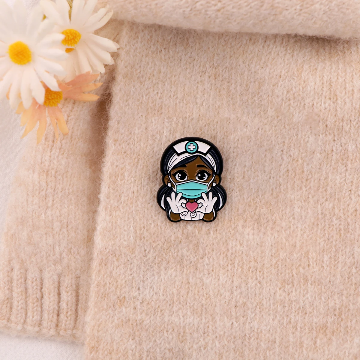 Doctor Nurse Enamel Pin Hand Heart Gesture Brooch Pines Lapel Pins Badge on Backpack Clothing Accessories Medical Jewelry Gifts