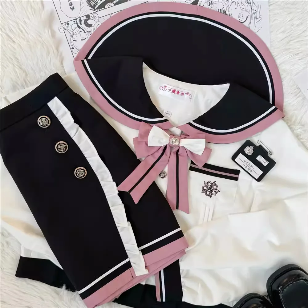 Japanese and Korean Genuine Jk Uniform Suit Japanese Versatile Spring and Autumn Campus Style Water Hand Uniform for Women Cos