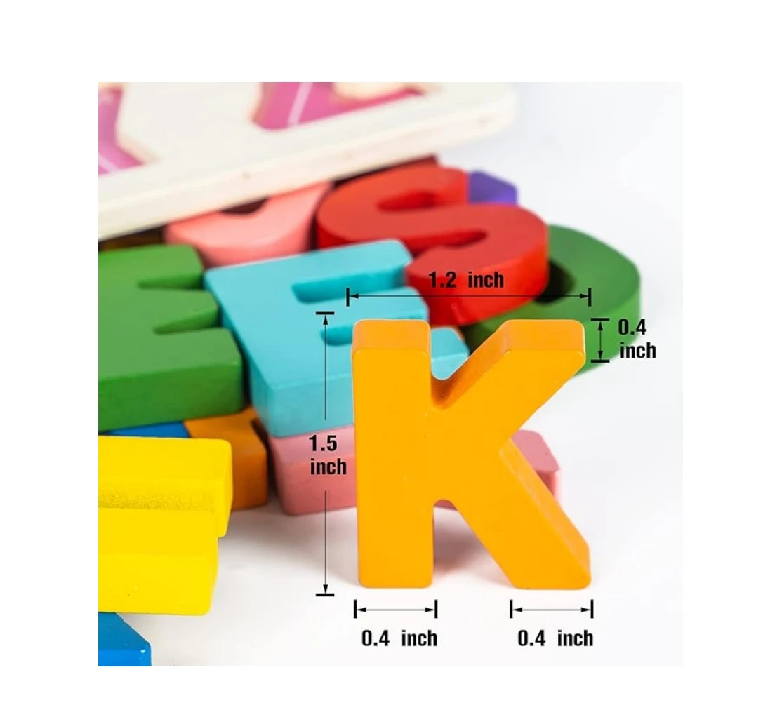 Alphabet Puzzle Wooden Puzzles  ABC Puzzle Shape Alphabet Learning Puzzles Toys with Puzzle Board & Letter Blocks, Preschool Edu