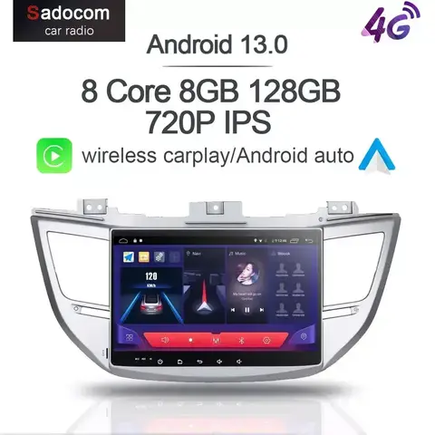 Carplay 10.1" 2 din Android 13.0 256G+8GB RAM 8Core Car DVD Player For Hyundai IX35 TUCSON 2015-2017 GPS autoradio car radio PX6