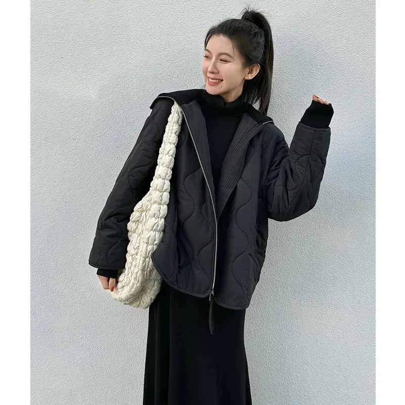 2024 Winter Thick American Ribbed Collar Quilted Coat