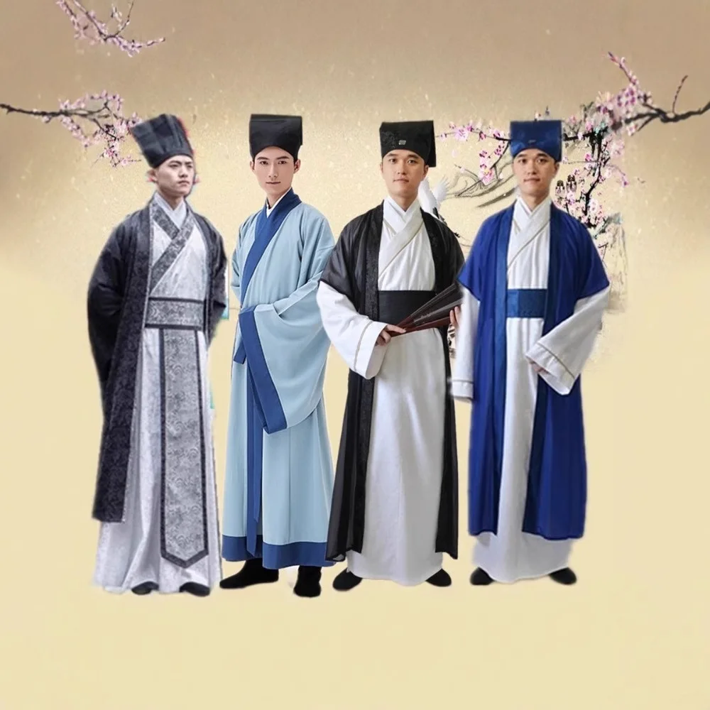 

Chinese Ancient Costume Male Song Dynasty Scholar Jiangnan Talent Wide Sleeve Hanfu Chinese Drama Film TV Performance Outfit