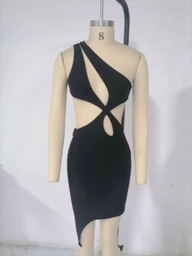 Minivestido Bandage con espalda descubierta para mujer, Vestido corto de un hombro recortado, alta calidad, moda de verano, fiesta de cumpleaños, 2023