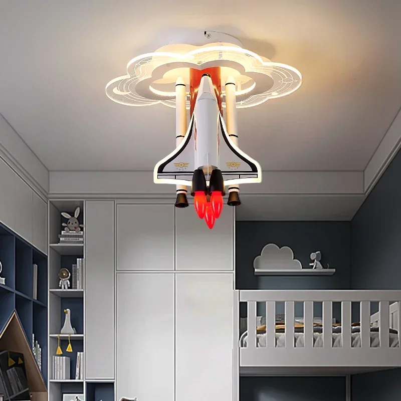 Children's Room Light, Airplane Light, Boy's Bedroom Ceiling Light, Creative Cartoon Rocket, LED Eye Protection Boys, Room Light