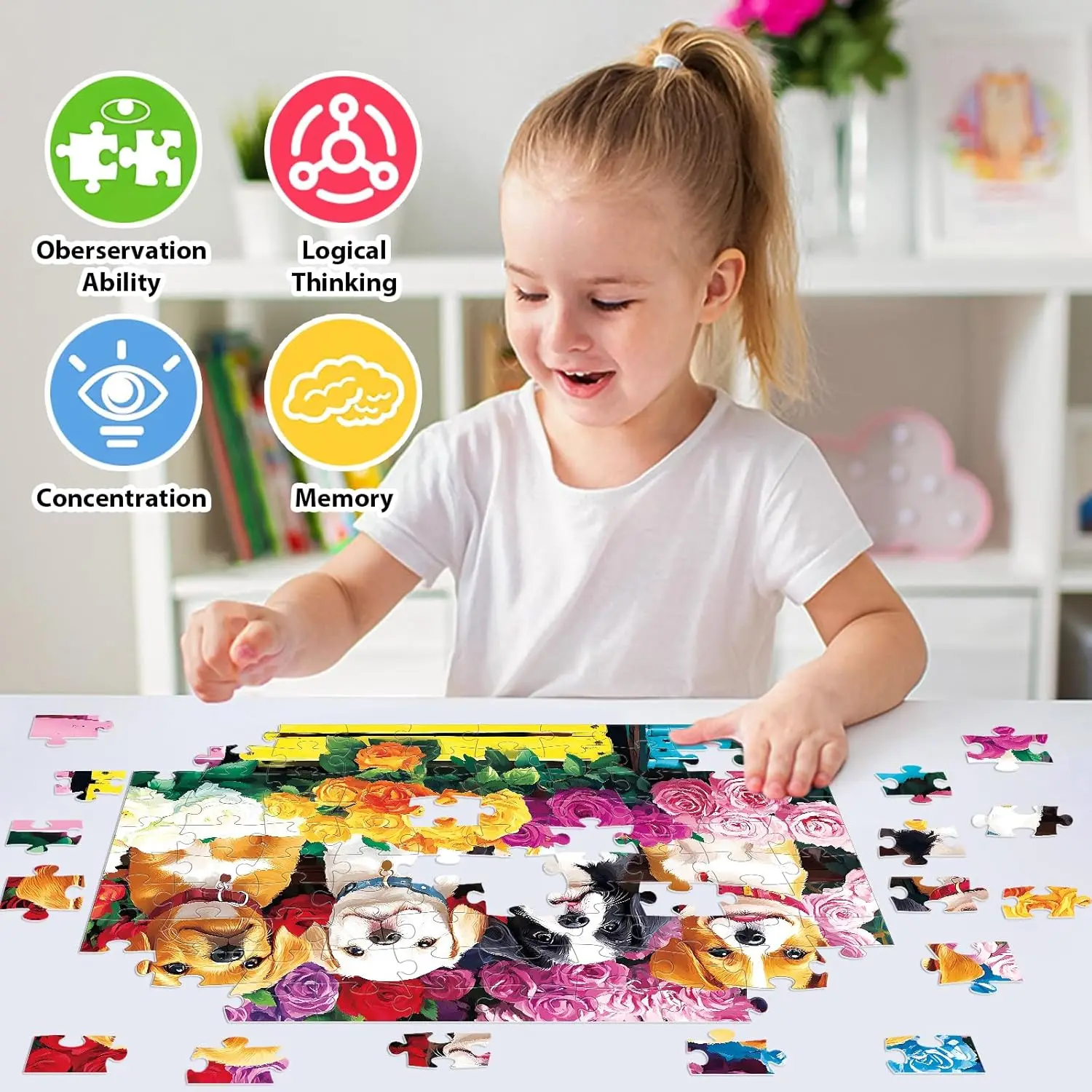 100 /500 Piece Puzzles Dogs Puzzles for Kids Ages Adults Seniors Cute Animal Puzzle Toys Educational Learning Gifts