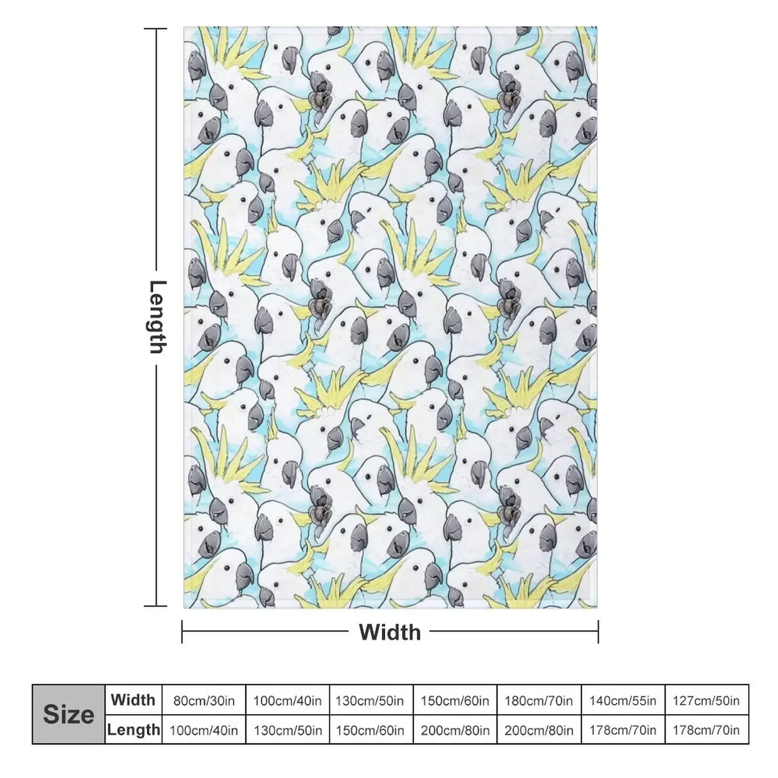 Sulfur Crested Cockatoo [Blue] Throw Blanket Vintage Cute warm for winter Flannels Beach Large Blankets