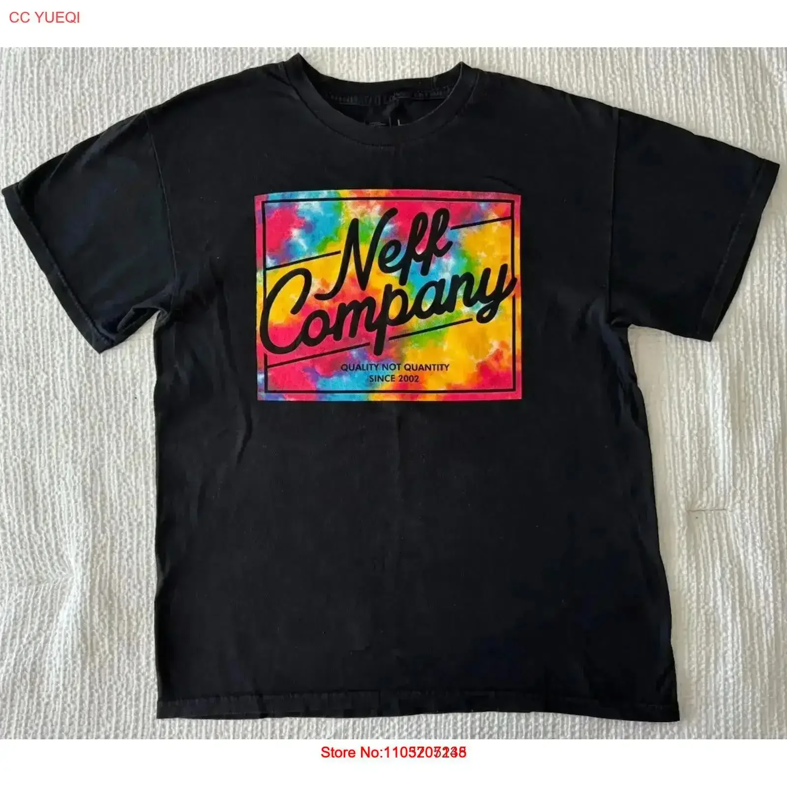 NEFF-Camiseta grande para hombre, color negro, L, Skater Company, tabla de nieve, monopatín, EUC, vintage, lavado, ropa de calle para hombre, moda estirada