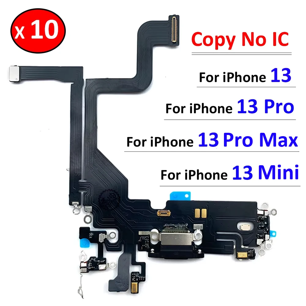 10Pcs, Micro USB Charger Dock Connector Charging Port Microphone Flex Cable For iPhone 13 Pro 13Pro Max Mini Replacement Parts