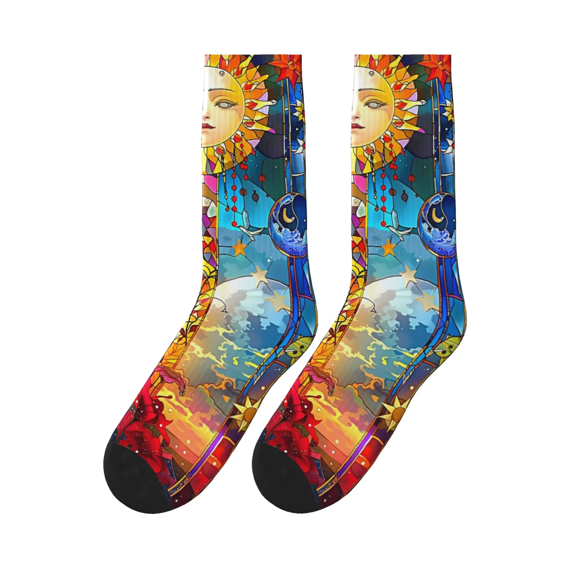 

Trendy Sun Moon Boho Cosmos Astrology Sports Socks Sweat Absorbing Stockings All Season Long Socks for Unisex Gifts