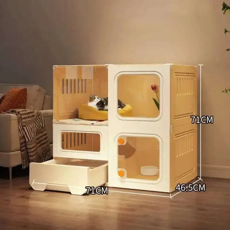 Large Cat Villa Free Extra Home Space Indoor Transparent Cat Cages Multifunctional Outdoor Cat Cabinets with Toilet Integrated