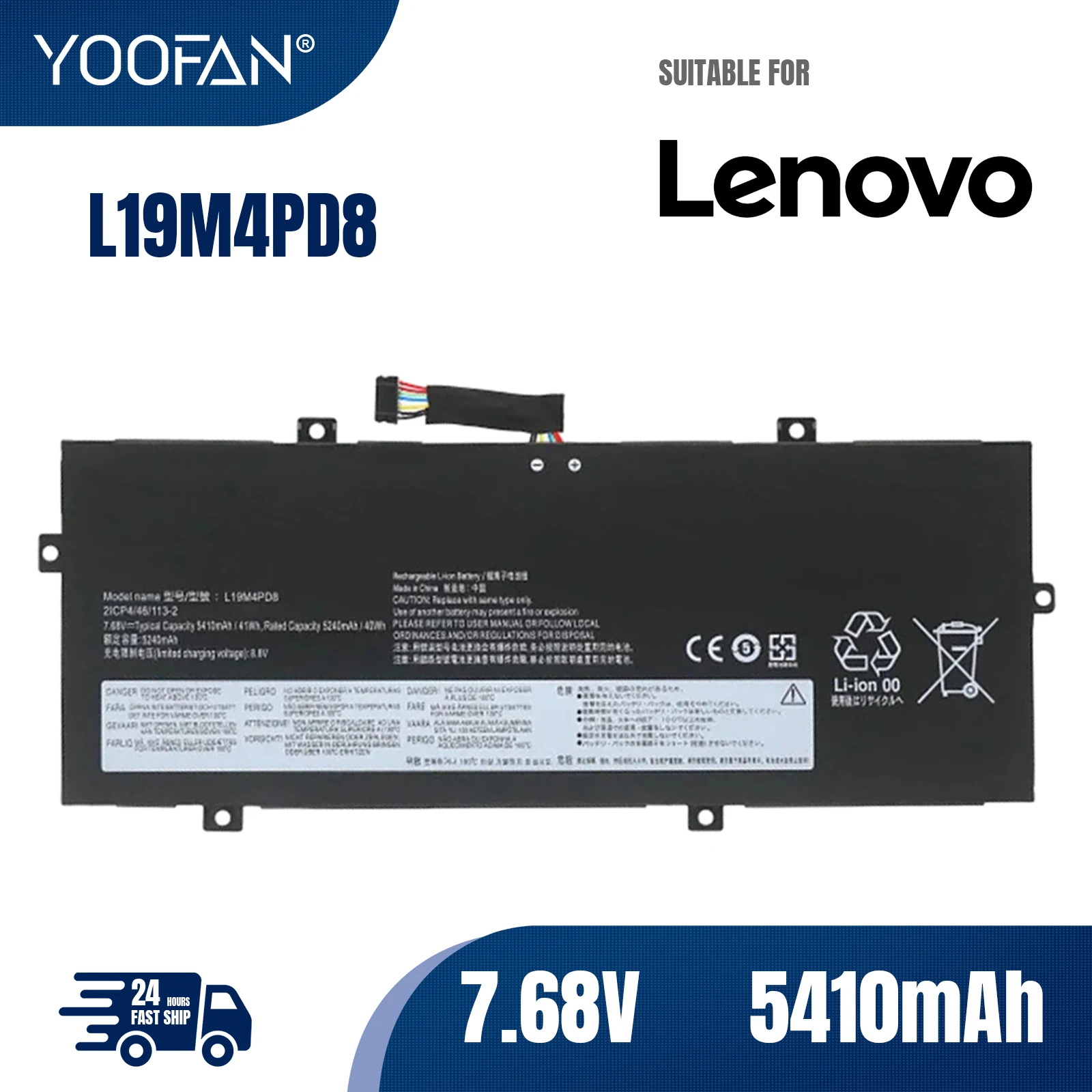 YOOFAN New L19M4PD8 Laptop Battery for Lenovo Yoga Duet 7-13IML05 2-in-1 IML 2020 2021 Series L19C4PD8 5B10X87836 SB10X87837