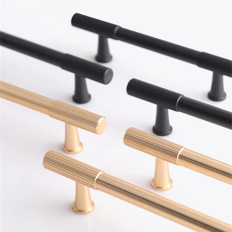 KK&FING Modern Aluminum Alloy Vertical Grain Furniture Door Handles Cabinet Drawer Knobs Wardrobe Cupboard Door Pulls Hardware