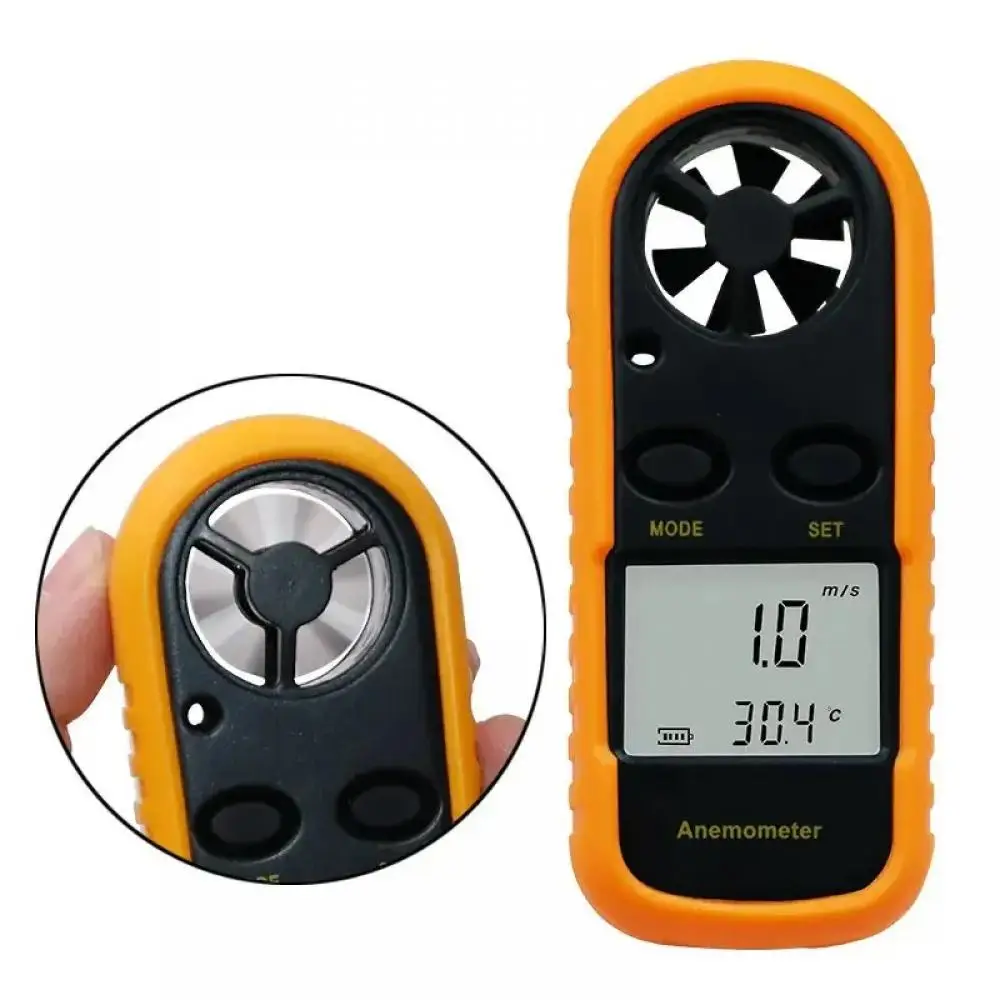 Anemometr cyfrowy kieszonkowy 0-30M/s miernik prędkości wiatru ~ 45C urządzenie do pomiaru temperatury z wyświetlacz Lcd z podświetleniem dokładnym pomirem