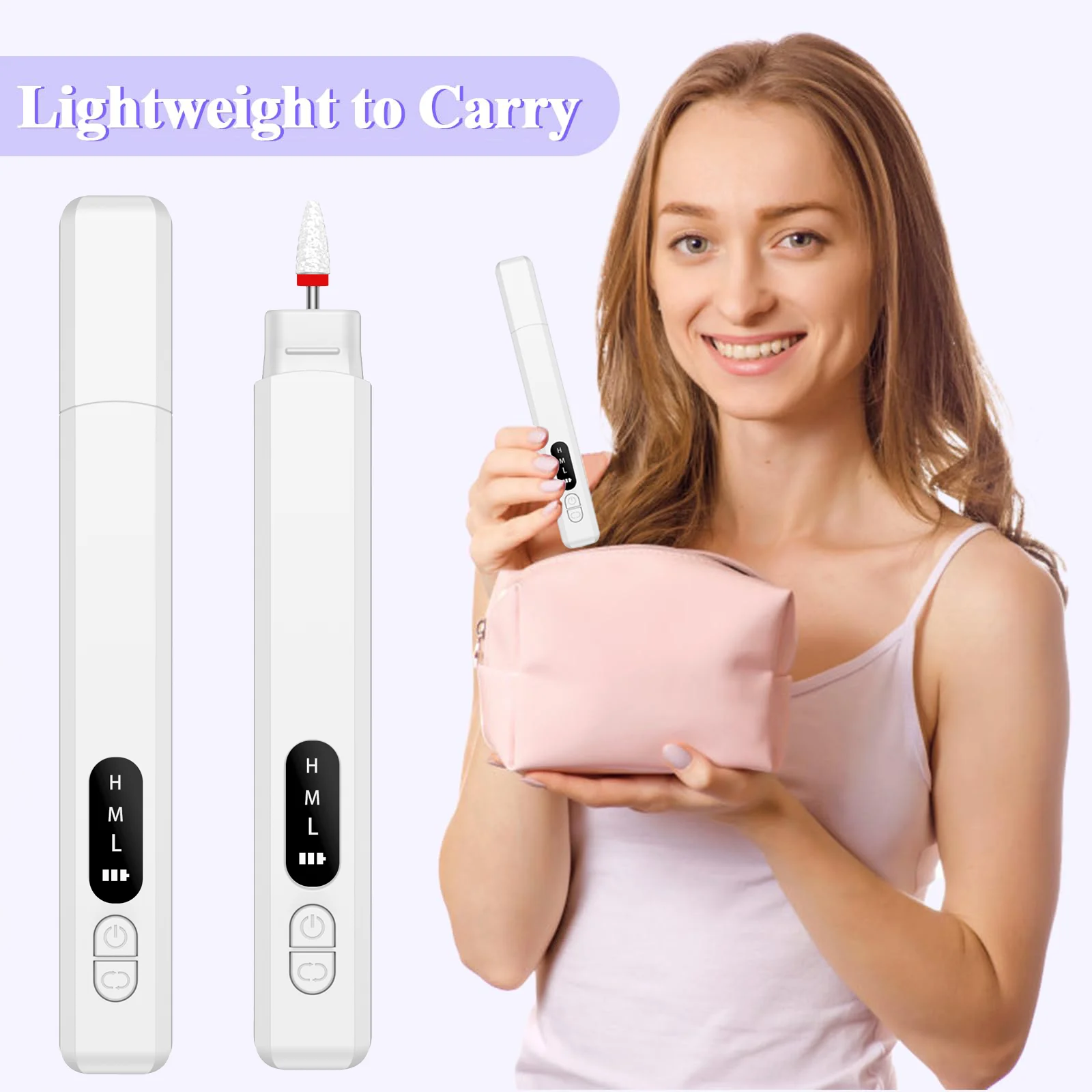 Electric nail grinder, nail polisher, portable nail polish pen, wireless polisher, small polishing pen