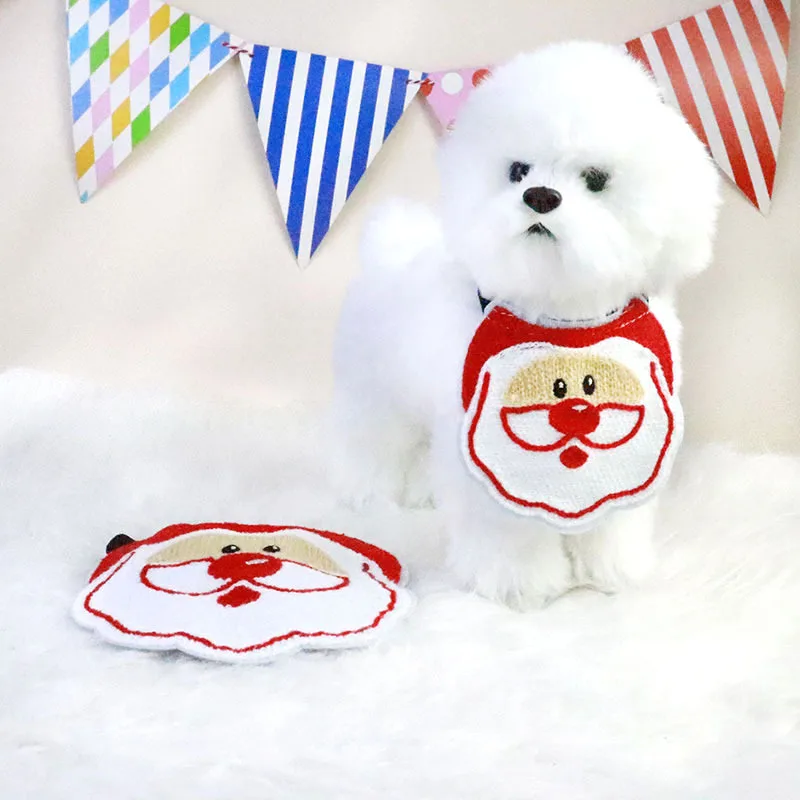 

Christmas Dog Cat Scarf Bib Cut Christmas Cartoon Pet Saliva Towel Dogs Cats Holiday Dress Up Accessory