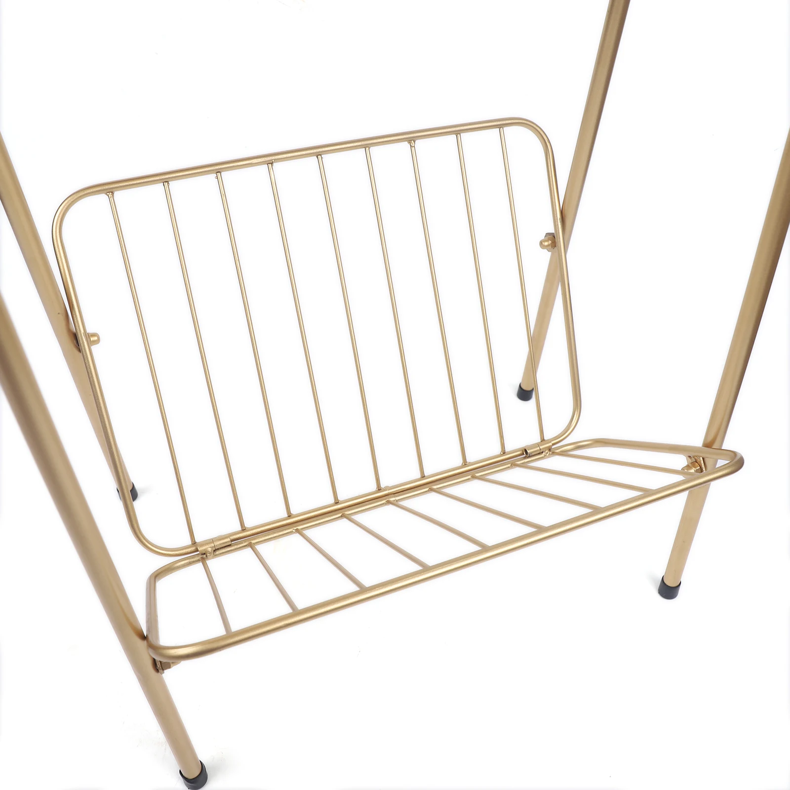 Rectangular Metal Side Table Two-Story End-Table Magazine Storage Shelf Gold