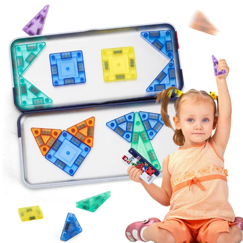 26-60PCS Magnet Building Blocks Mini Bagnetic Tiles 3.75CM Colorful Window Pieces Magnet Sheet Magnetic Block
