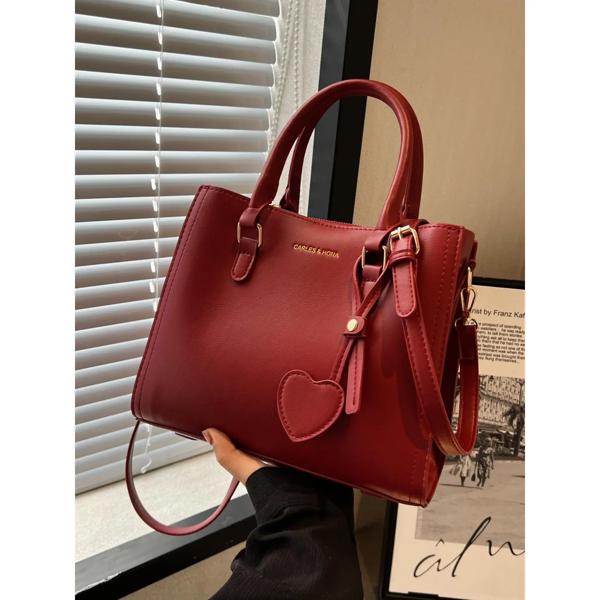 

Ele Red Large Capaci Women's Handbag New Chinese Sle Wedding Bag Tote Bag Soft PU Leather oulder Handbag