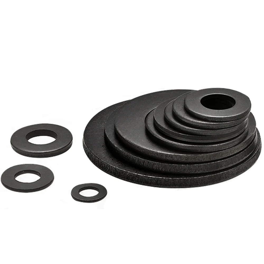 5/10/25/50Pcs M2 M2.5 M3 M4 M5 M6 M8 M10 M12 M14 M16 M20 M22 M24 GB97 Black Grade 8.8 Carbon Steel Flat Washer Plain Gasket Pad