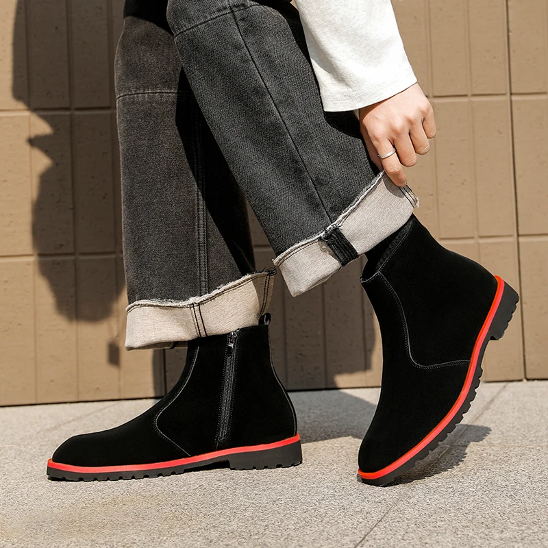 

Мужские повседневные ботинки челси из натуральной кожи и замши в британском стиле: комфортные, модные, универсальные, нескользящие, для бизнеса и повседневной носки