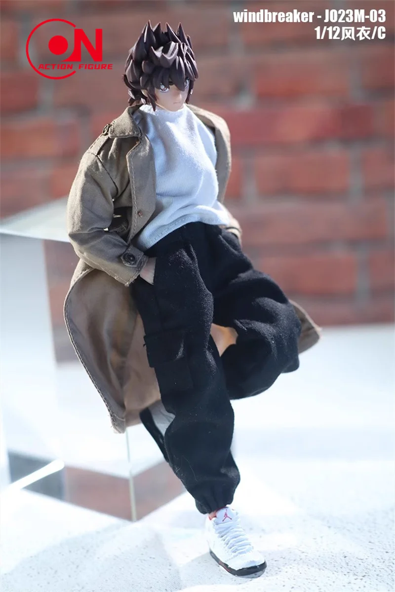 JO23M-03 1/12 Schaal Mannen Soldaat Windjack Kleding Casual Trend Wear Pairing Wind Lange Jas Voor 6-inch Action Figure Model