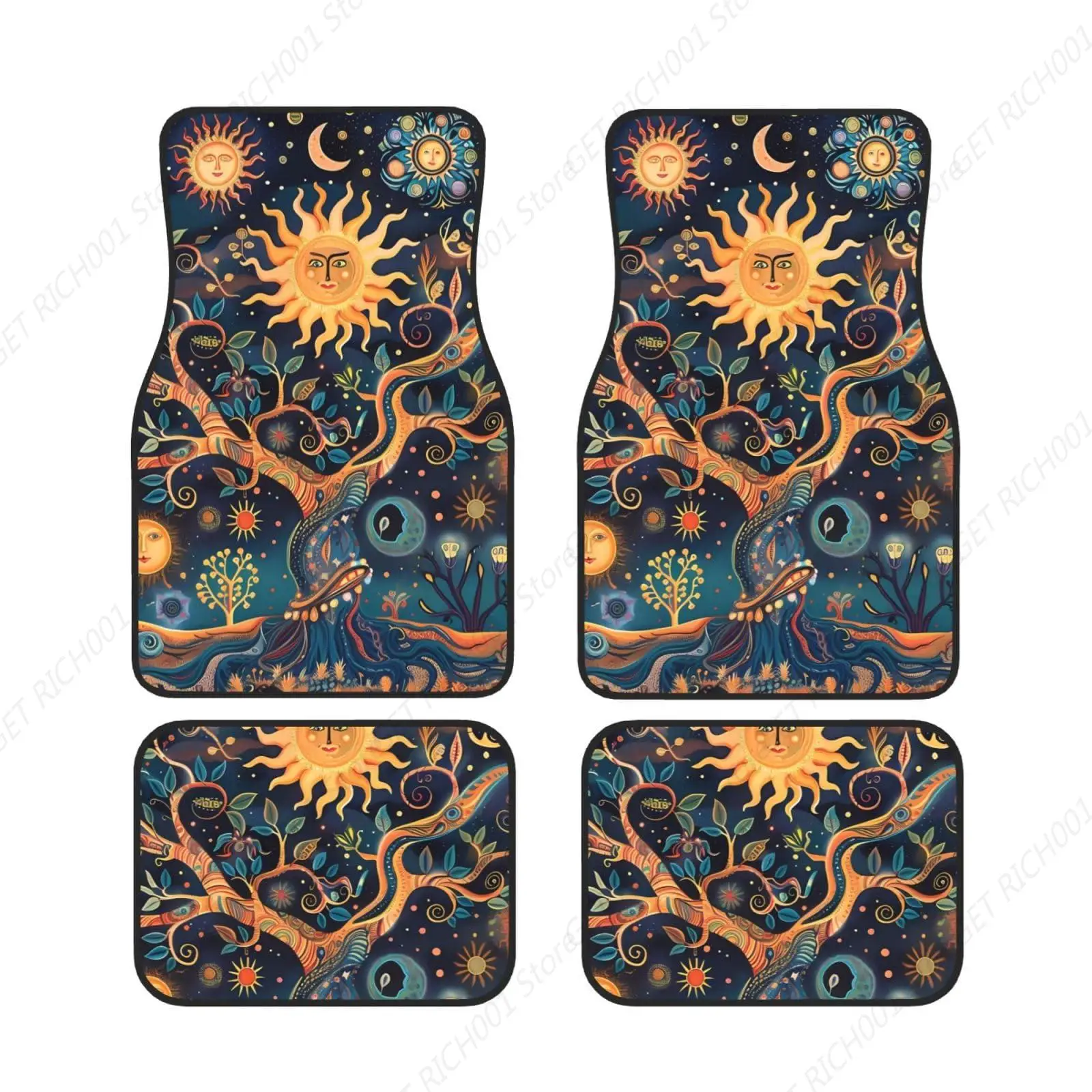 

Árbol La Vida Roado Suns And Moons Juego Alfombrillas Divertidas Para Pies Coche 4 Piezas Juego Alfombrillas Para Automóvi