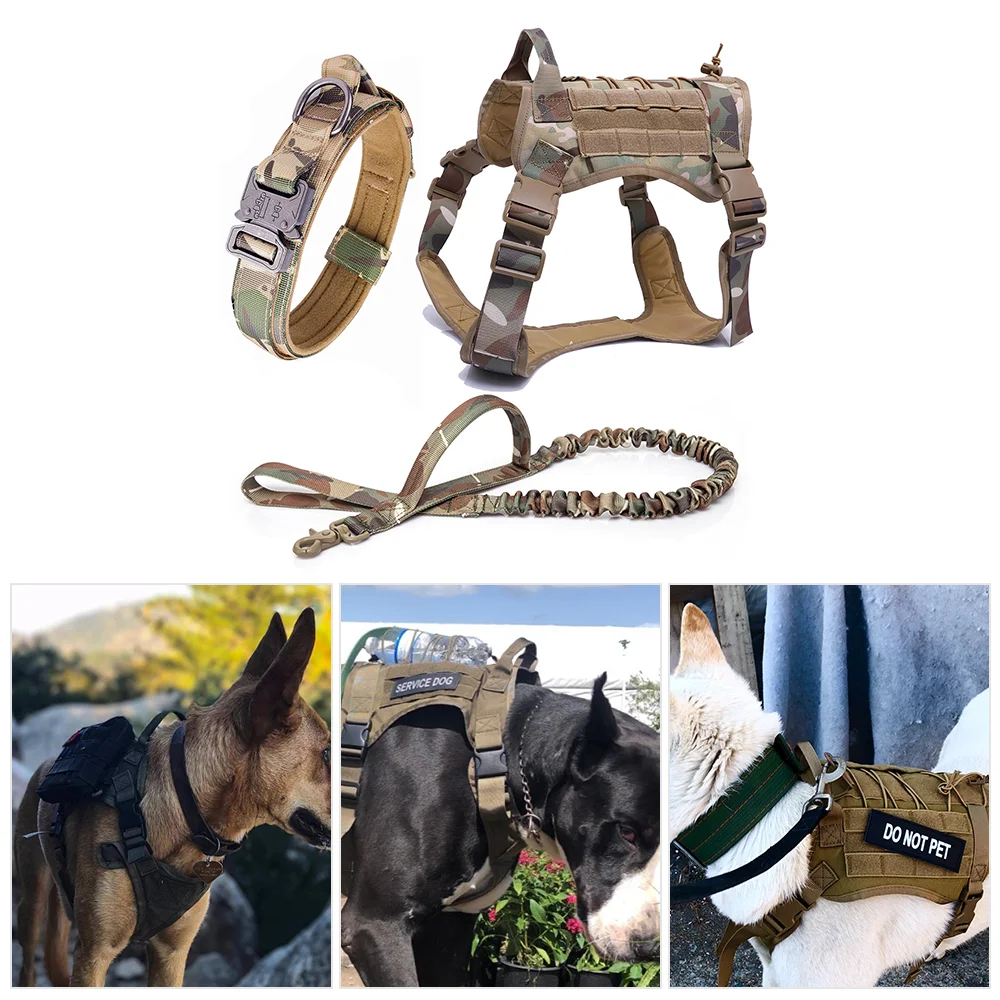 

Military Tactical Dog Harness and Leash Set for German Shepherd K9 Training Vest No Pull Padded Strap Pet Harness for Training