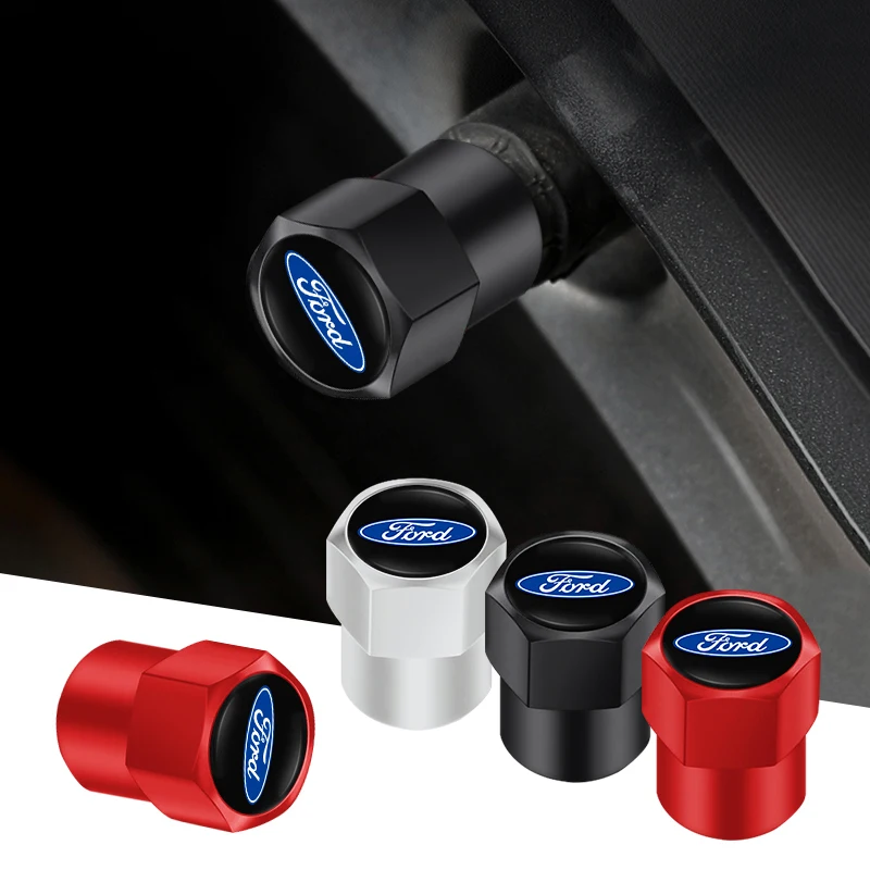 4PCS Car Emblem Metal Tire Valve Caps Tyre Dust Covers Accessories For Ford ST Line Mk2 Mk4 Mk8 Fiesta Mondeo Shelby Puma Escape